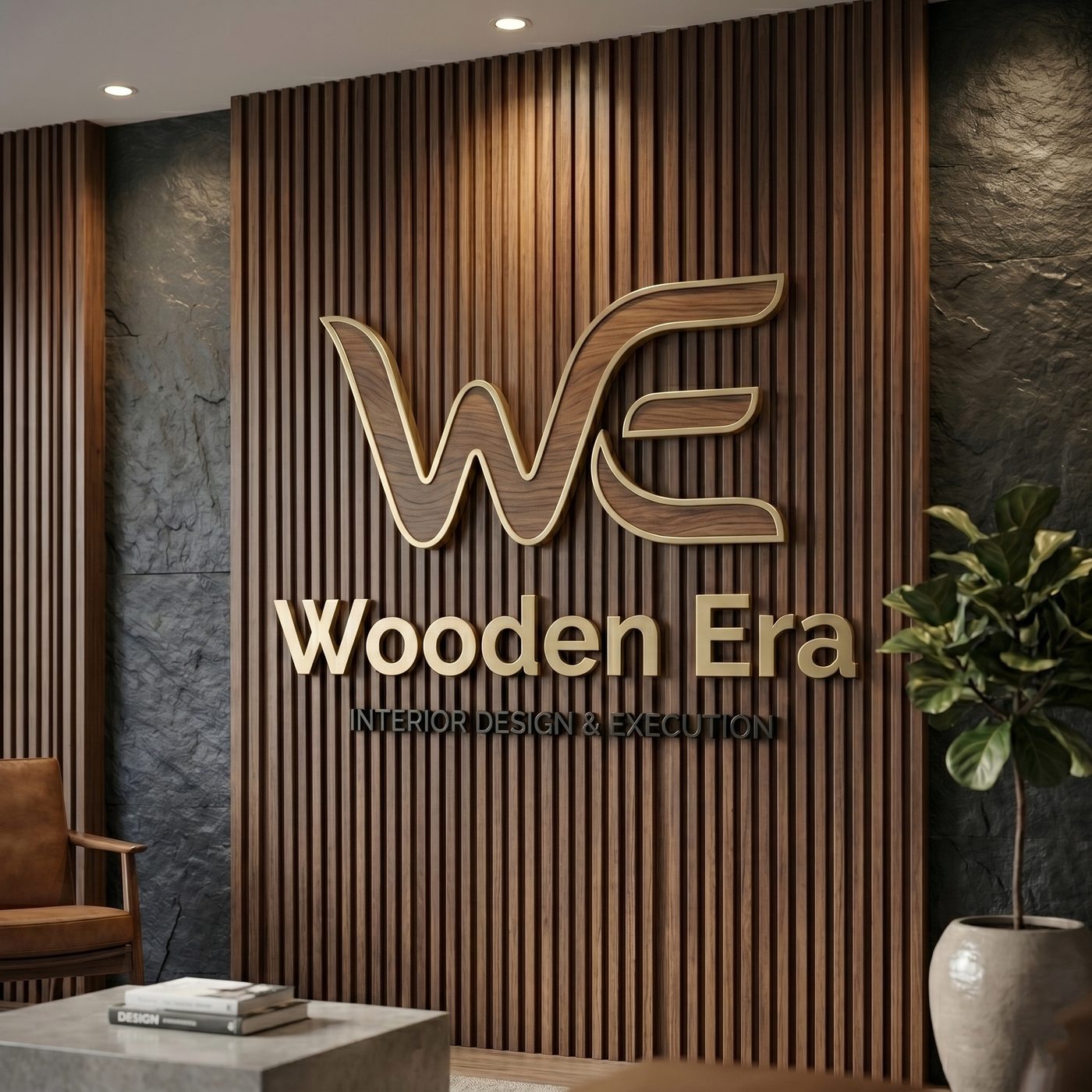 Custom wood-panelled wall feature crafted by Wooden Era in Al Khobar, Saudi Arabia